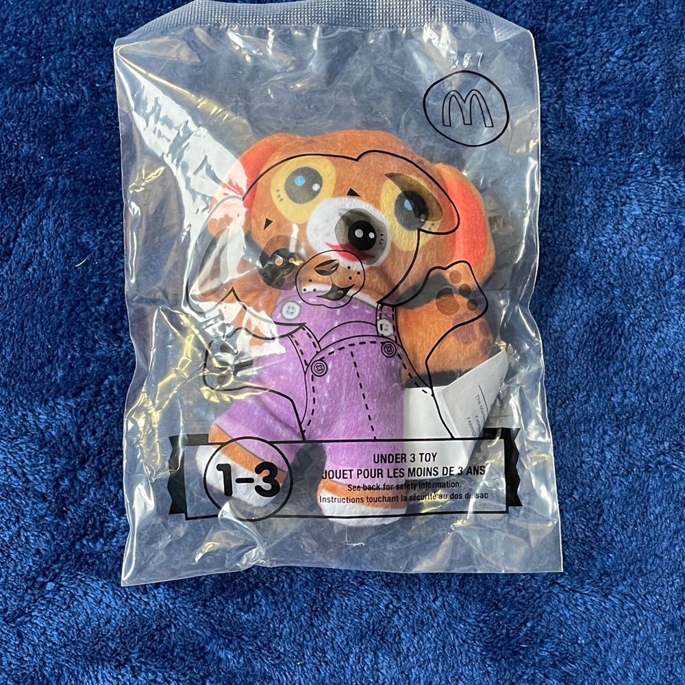 McDonald's Bear Toy in Purple Overalls